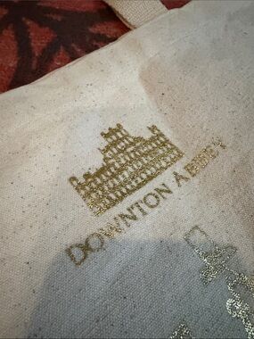 Downtown Abbey Gold Print Cream Tote Bag